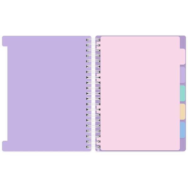 Caderno universitário capa em Polipropileno, 5 x 1, 160 folhas, com divisórias reposicionáveis, Soothing, Lilás, 2393455, Spiral Soot - PT 1 UN