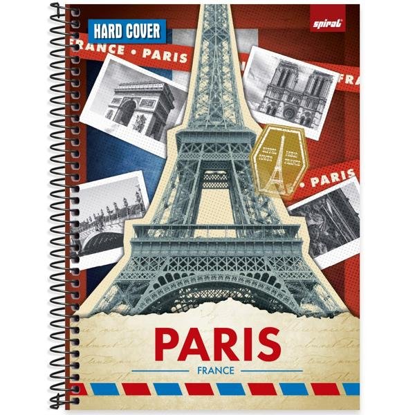 Caderno Universitário Capa Dura 1X1 80 Folhas Hard Cover Paris Spiral - PT 1 UN
