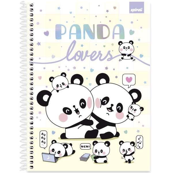 Caderno Universitário Capa Dura 1X1 80 Folhas Tendency Panda Spiral - PT 1 UN