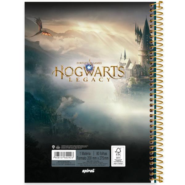 Caderno Universitário Capa Dura 1X1 80 Folhas Warner Hogwarts Legacy Spiral - PT 1 UN