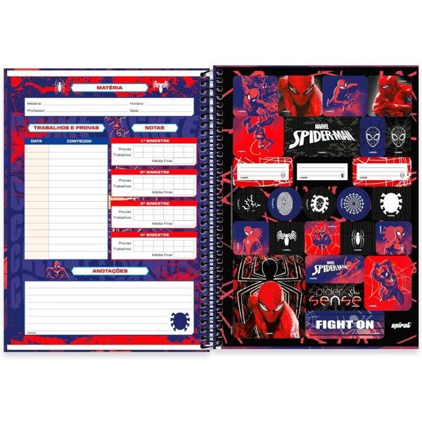 Caderno Universitário Capa Dura 1X1 80 Folhas Marvel Homem Aranha - Spiderman Spiral - PT 1 UN