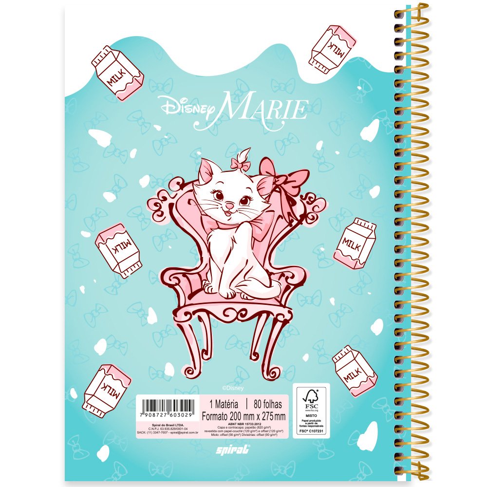 Caderno de Desenho Tema Gatinha Marie