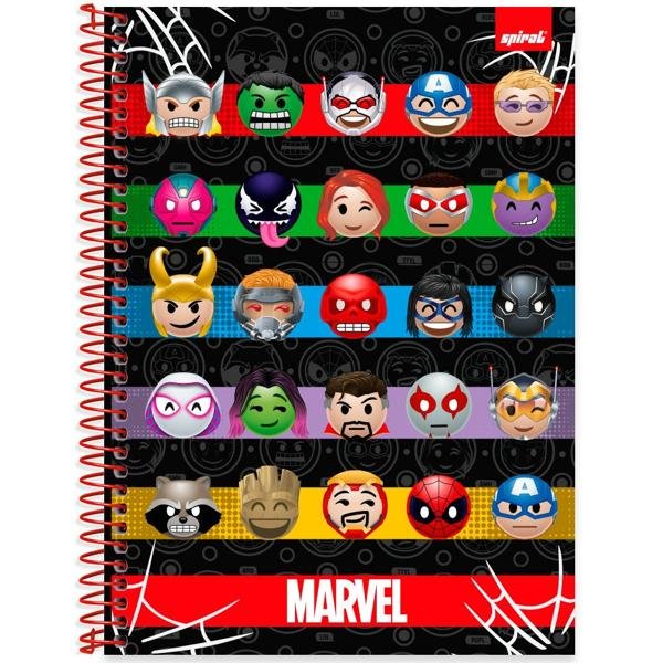 Caderno Universitário Capa Dura 1X1 80 Folhas Marvel Emoji Spiral - PT 1 UN