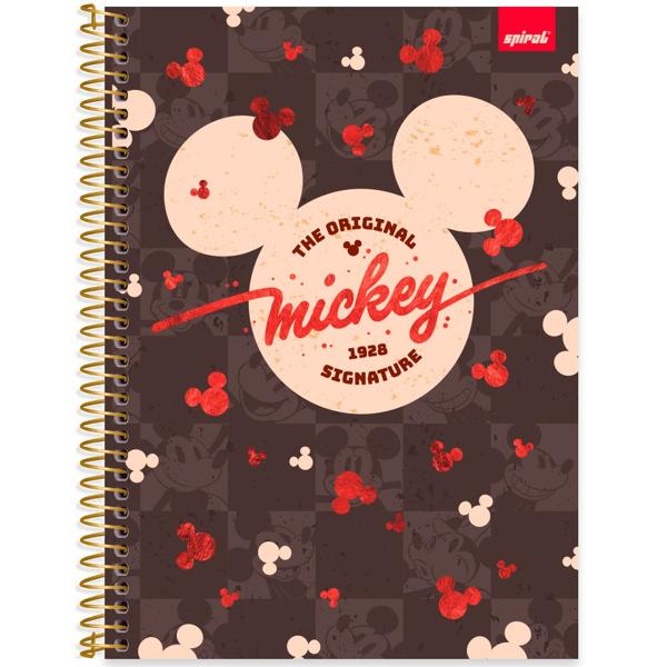 Caderno Universitário Capa Dura 1X1 80 Folhas Mickey Disney Clássico Spiral - PT 1 UN