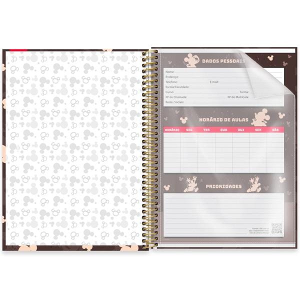 Caderno Universitário Capa Dura 1X1 80 Folhas Mickey Disney Clássico Spiral - PT 1 UN