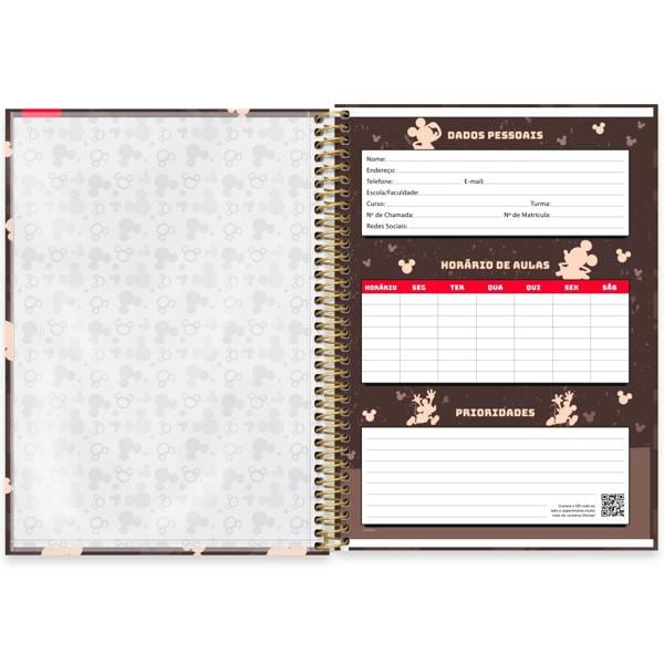 Caderno Universitário Capa Dura 1X1 80 Folhas Mickey Disney Clássico Spiral - PT 1 UN