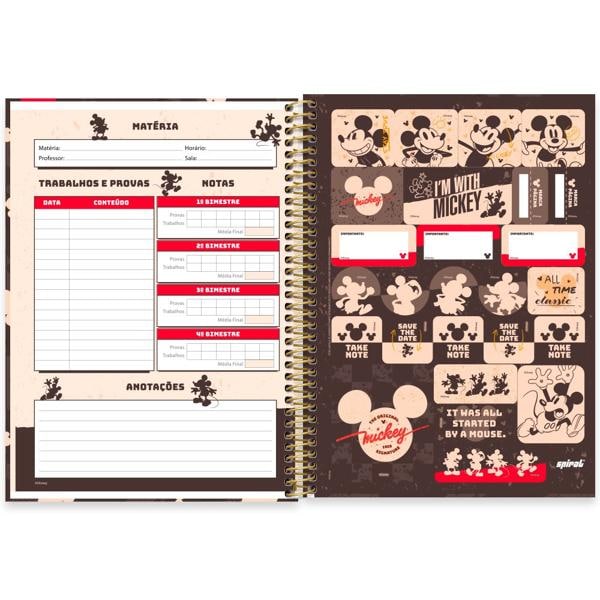 Caderno Universitário Capa Dura 1X1 80 Folhas Mickey Disney Clássico Spiral - PT 1 UN