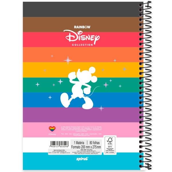 Caderno Universitário Capa Dura 1X1 80 Folhas Disney Mickey Pride Spiral - PT 1 UN