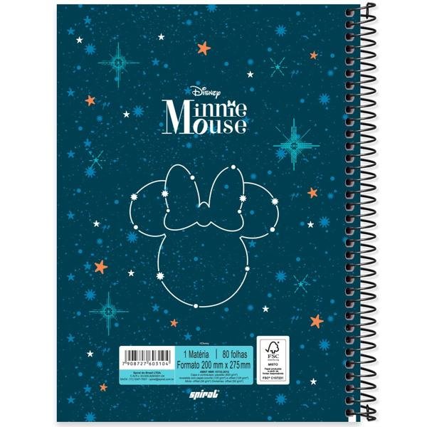 Caderno Universitário Capa Dura 1X1 80 Folhas Disney Minnie Clássica Spiral - PT 1 UN