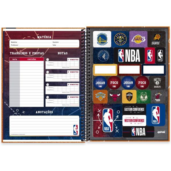 Caderno Universitário Capa Dura 1X1 80 Folhas NBA Spiral - PT 1 UN