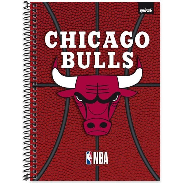 Caderno Universitário Capa Dura 1X1 80 Folhas NBA Chicago Bulls Spiral - PT 1 UN