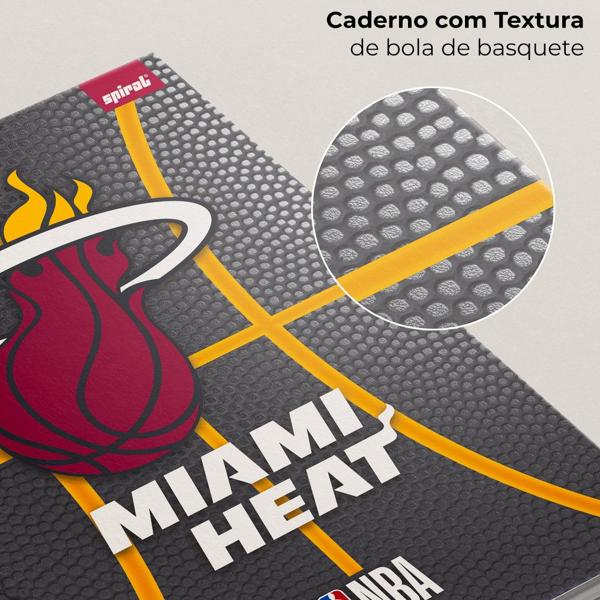 Caderno Universitário Capa Dura 1X1 80 Folhas NBA Miami Heat Spiral - PT 1 UN