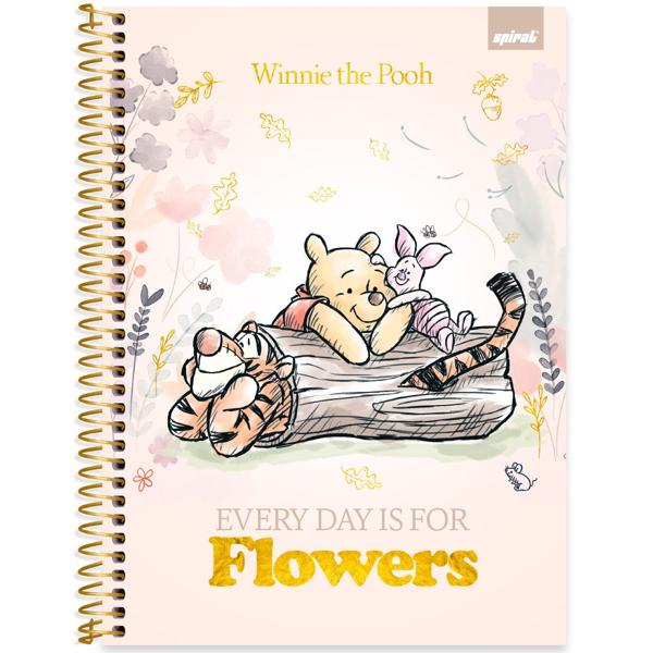 Caderno Universitário Capa Dura 1X1 80 Folhas Disney Pooh Spiral - PT 1 UN