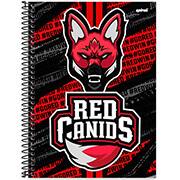 Caderno Universitário Capa Dura 1X1 80 Folhas Red Canids Spiral - PT 1 UN