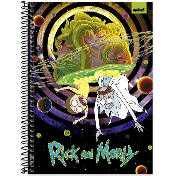Caderno Universitário Capa Dura 1X1 80 Folhas Warner Rick e Morty Spiral - PT 1 UN