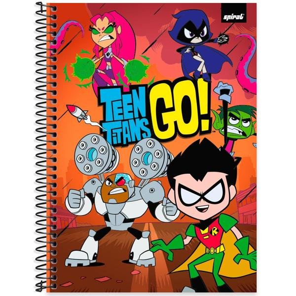 Caderno Universitário Capa Dura 1X1 80 Folhas Warner Teen Titans Go - Jovens Titãs Spiral - PT 1 UN