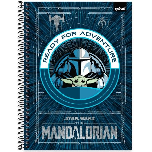 Caderno Universitário Capa Dura 1X1 80 Folhas The Mandalorian - Star Wars Spiral - PT 1 UN