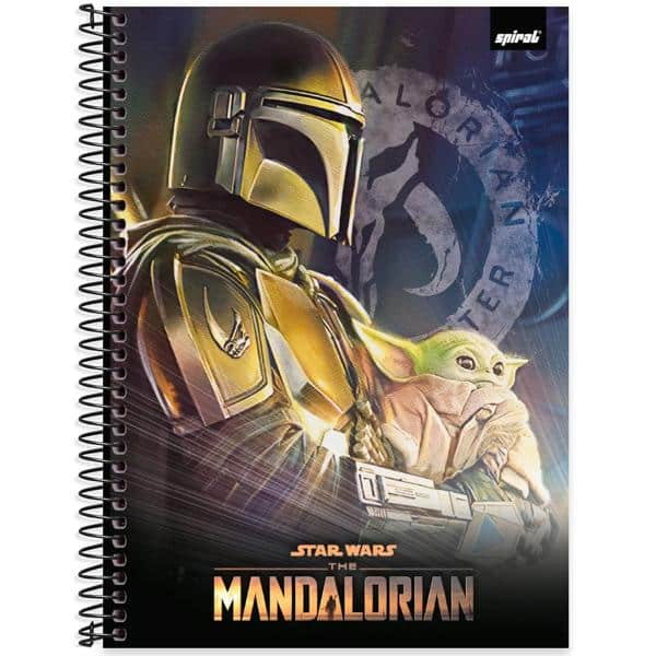 Caderno Universitário Capa Dura 1X1 80 Folhas The Mandalorian - Star Wars Spiral - PT 1 UN