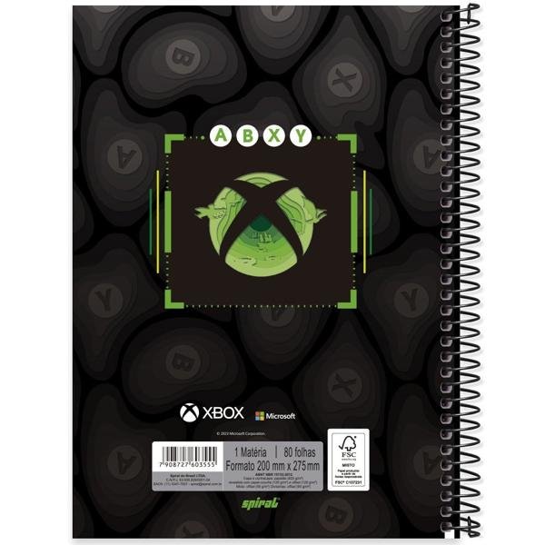 Caderno Universitário Capa Dura 1X1 80 Folhas Xbox Spiral - PT 1 UN