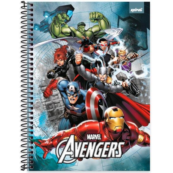 Caderno Universitário Capa Dura 1X1 80 Folhas Marvel Vingadores - Avengers Spiral - PT 1 UN