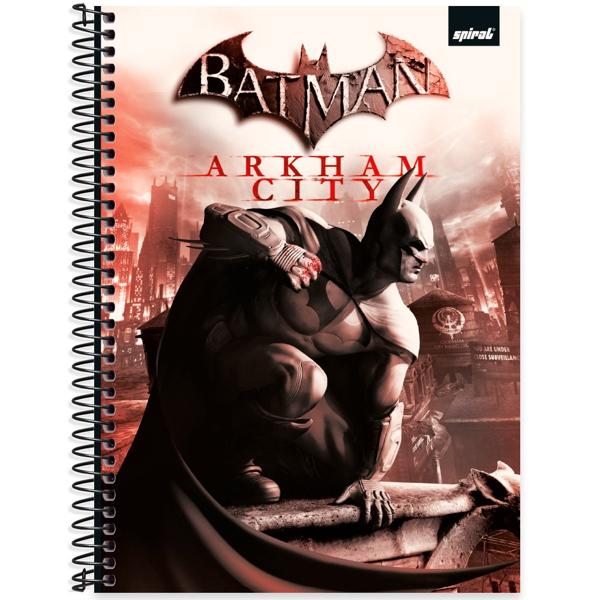 Caderno Universitário Capa Dura 1X1 80 Folhas Warner Batman Arkham City Spiral - PT 1 UN