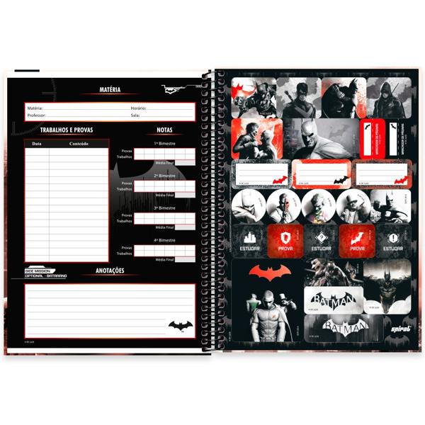 Caderno Universitário Capa Dura 1X1 80 Folhas Warner Batman Arkham City Spiral - PT 1 UN