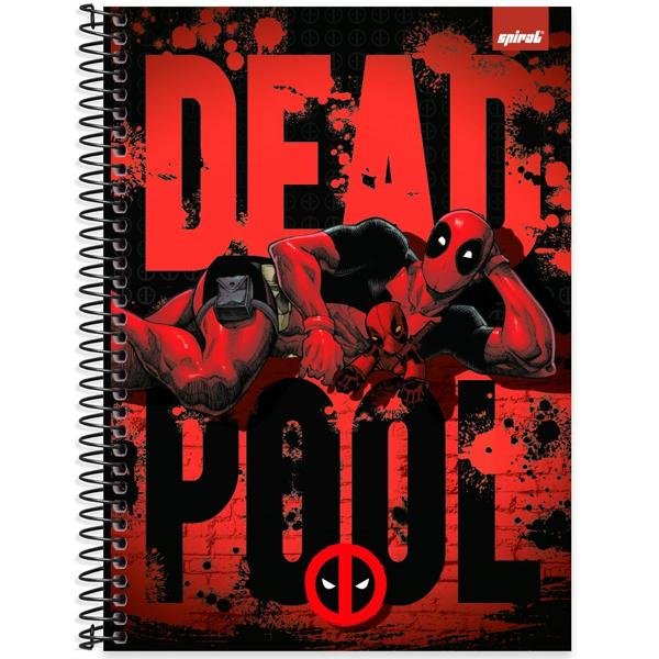 Caderno Universitário Capa Dura 1X1 80 Folhas Marvel Deadpool Spiral - PT 1 UN