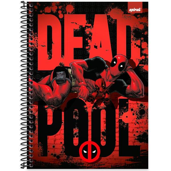 Caderno Universitário Capa Dura 1X1 80 Folhas Marvel Deadpool Spiral - PT 1 UN