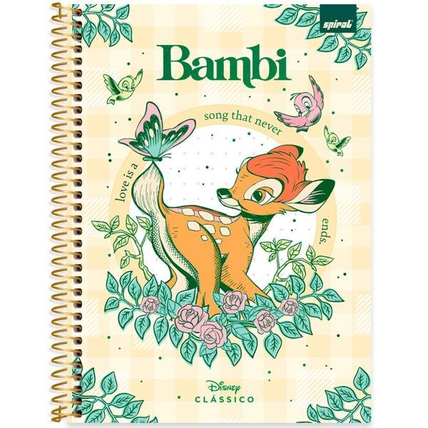Caderno Universitário Capa Dura 1X1 80 Folhas Disney Clássicos Bambi Spiral - PT 1 UN