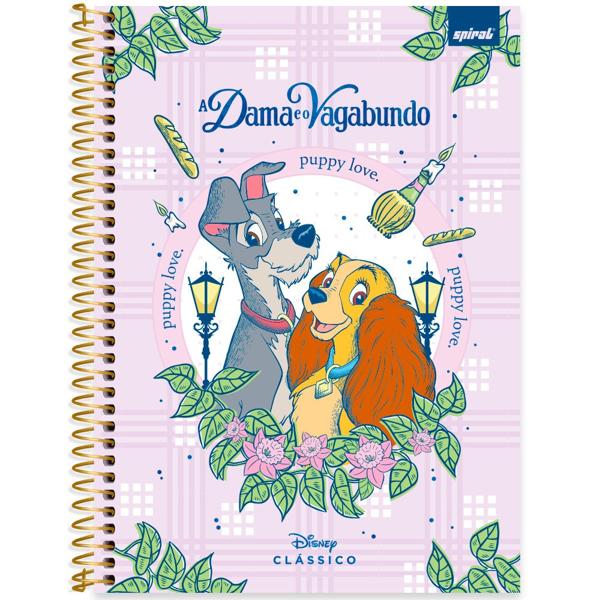 Caderno Universitário Capa Dura 1X1 80 Folhas Disney Clássicos A Dama e o Vagabundo Spiral - PT 1 UN