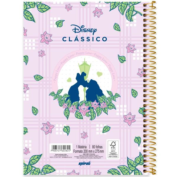 Caderno Universitário Capa Dura 1X1 80 Folhas Disney Clássicos A Dama e o Vagabundo Spiral - PT 1 UN