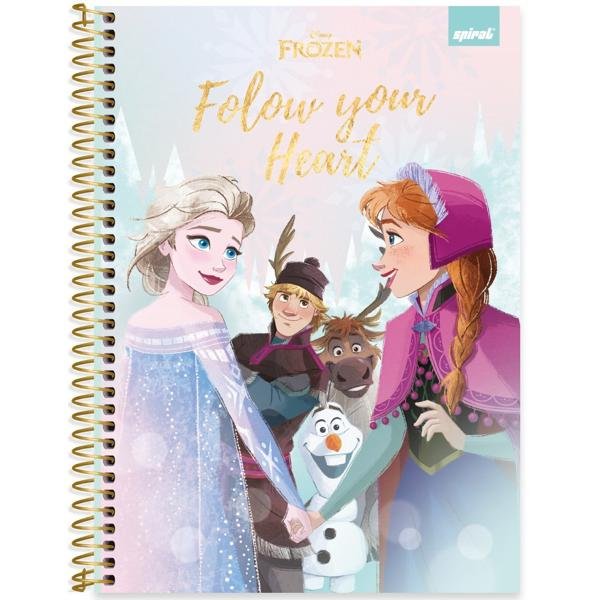 Caderno Universitário Capa Dura 1X1 80 Folhas Disney Frozen Spiral - PT 1 UN