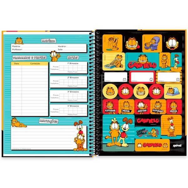 Caderno Universitário Capa Dura 1X1 80 Folhas Garfield Spiral - PT 1 UN