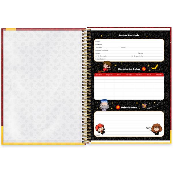 Caderno Universitário Capa Dura 1X1 80 Folhas Warner Harry Potter Charms Spiral - PT 1 UN