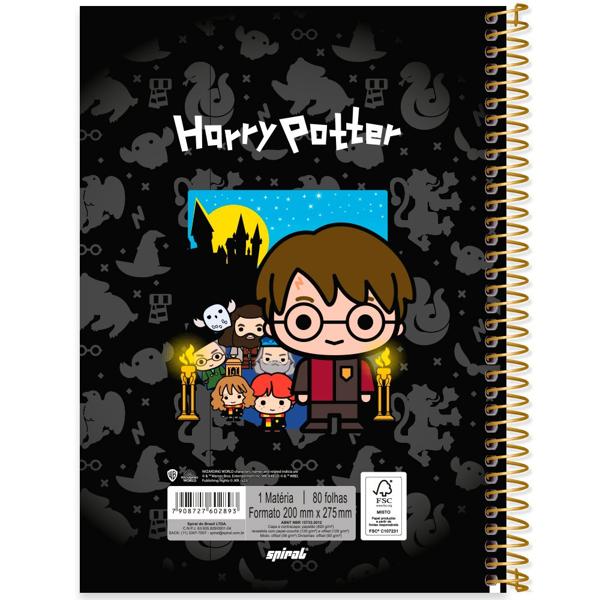 Caderno Universitário Capa Dura 1X1 80 Folhas Warner Harry Potter Charms Spiral - PT 1 UN