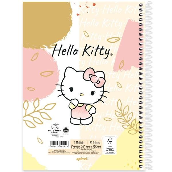 Caderno Universitário Capa Dura 1X1 80 Folhas Hello Kitty Spiral - PT 1 UN