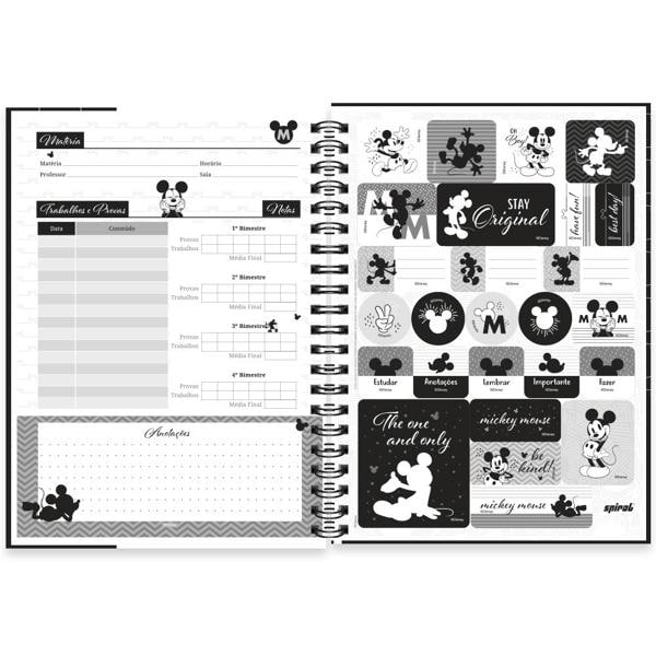 Caderno Universitário Capa Dura 1X1 79 Folhas Mickey Disney PB Spiral - PT 1 UN