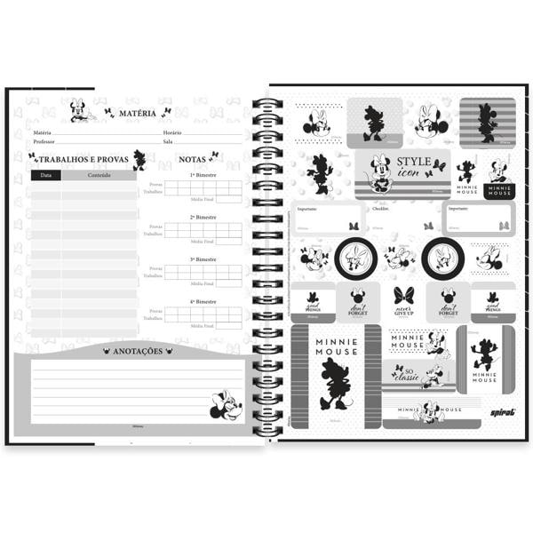 Caderno Universitário Capa Dura com Ímã 1X1 79 Folhas Minnie Disney PB Spiral - PT 1 UN