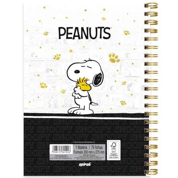 Caderno Universitário Capa Dura 1X1 79 Folhas Snoopy - Peanuts Spiral - PT 1 UN