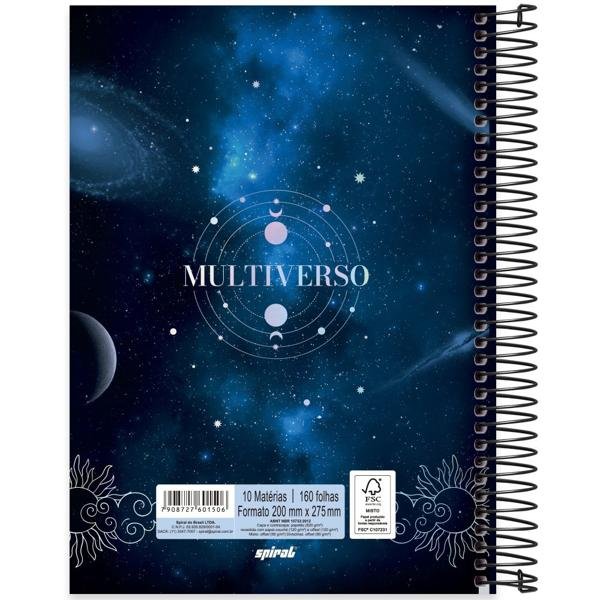 Caderno Universitário Capa Dura 10X1 160 Folhas Multiverso Spiral - PT 1 UN