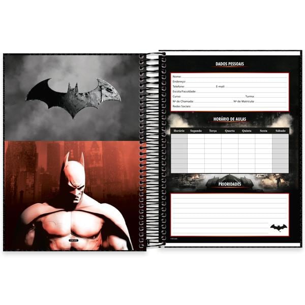 Caderno Universitário Capa Dura 10X1 160 Folhas Warner Batman Arkham City Spiral - PT 1 UN