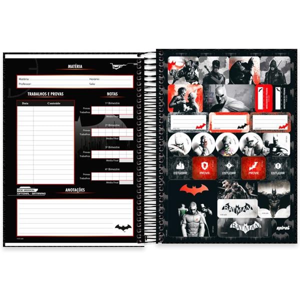 Caderno Universitário Capa Dura 10X1 160 Folhas Warner Batman Arkham City Spiral - PT 1 UN