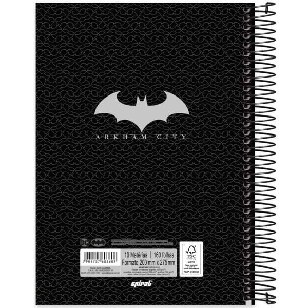 Caderno Universitário Capa Dura 10X1 160 Folhas Warner Batman Arkham City Spiral - PT 1 UN