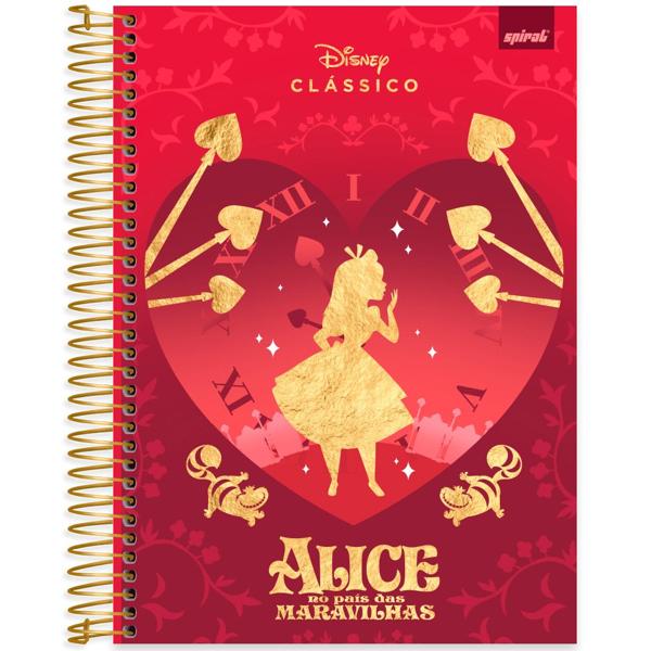 Caderno Universitário Capa Dura 10X1 160 Folhas Disney Clássicos Alice Spiral - PT 1 UN