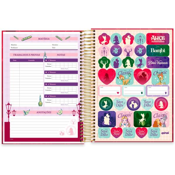 Caderno Universitário Capa Dura 10X1 160 Folhas Disney Clássicos Alice Spiral - PT 1 UN