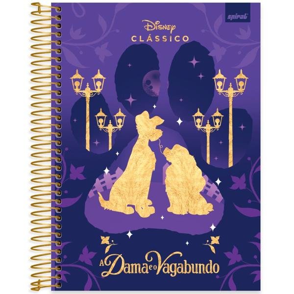 Caderno Universitário Capa Dura 10X1 160 Folhas Disney Clássicos A Dama e o Vagabundo Spiral - PT 1 UN