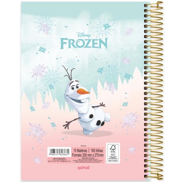 Caderno Universitário Capa Dura 10X1 160 Folhas Disney Frozen Spiral - PT 1 UN