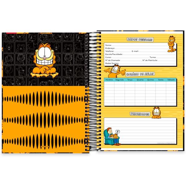 Caderno Universitário Capa Dura 10X1 160 Folhas Garfield Spiral - PT 1 UN