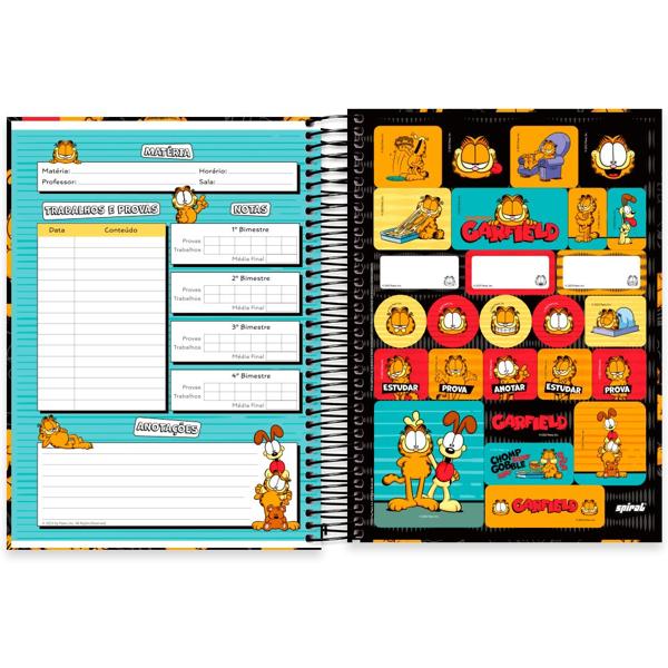 Caderno Universitário Capa Dura 10X1 160 Folhas Garfield Spiral - PT 1 UN