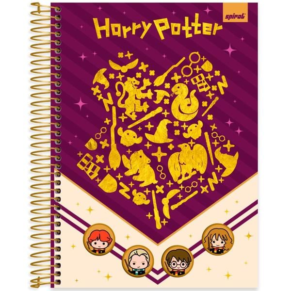 Caderno Universitário Capa Dura 10X1 160 Folhas Warner Harry Potter Charms Spiral - PT 1 UN